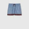 Gucci Printed Poplin Tech Swim Shorts In Blue