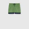 Gucci Printed Poplin Tech Swim Shorts In Green