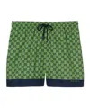 Gucci Printed Poplin Tech Swim Shorts In Green And Black