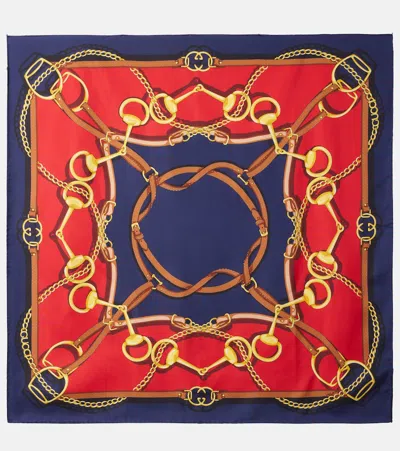 Gucci Printed Reversible Silk Twill Scarf In Multi