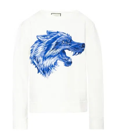 Gucci Printed Round-neck Sweater In White
