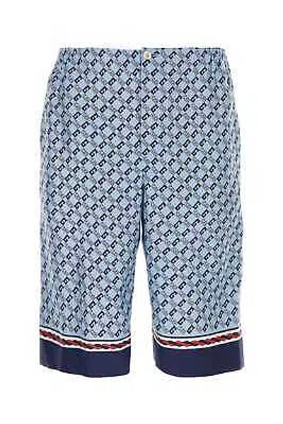 Pre-owned Gucci Printed Satin Bermuda Shorts 48 It In Turquoise/red/mc