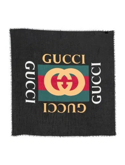 Pre-owned Gucci Printed Scarf In Black