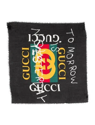 Pre-owned Gucci Printed Scarf In Black