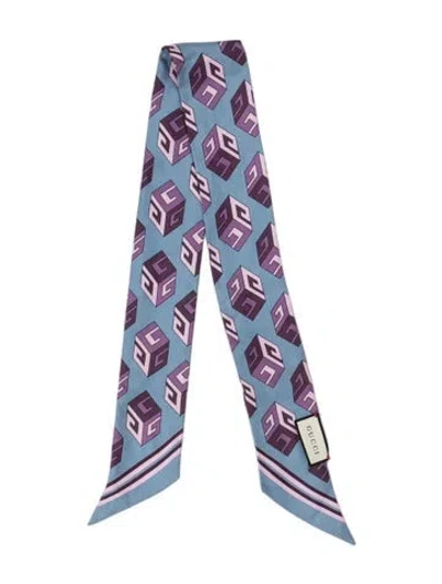Pre-owned Gucci Printed Scarf In Blue