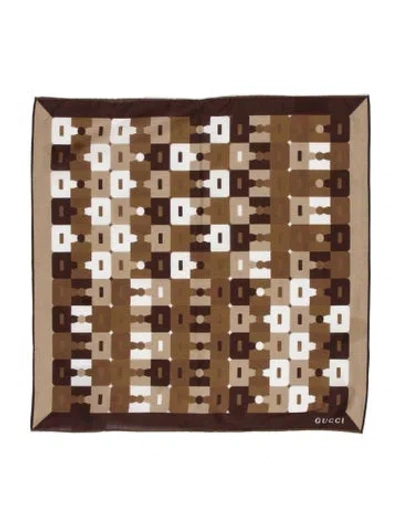 Pre-owned Gucci Printed Scarf In Brown
