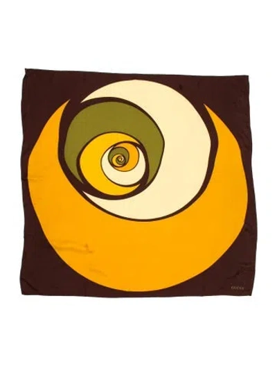 Pre-owned Gucci Printed Scarf In Brown