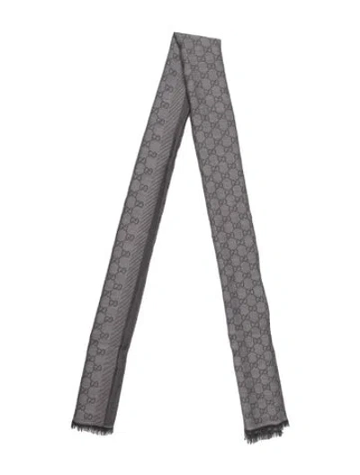 Pre-owned Gucci Printed Scarf In Gray