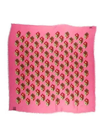 Pre-owned Gucci Printed Scarf In Pink