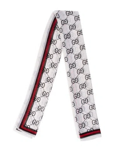 Pre-owned Gucci Printed Scarf In White