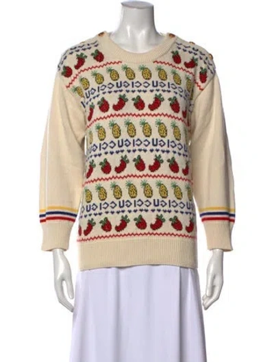 Pre-owned Gucci Printed Scoop Neck Sweater W/ Tags In Neutral