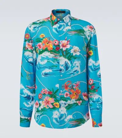 Gucci Printed Shirt In Blue