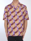 Gucci Bowling Cotton Popeline Shirt With All-over Surfer Print In Multicolor