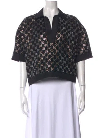 Pre-owned Gucci Printed Short Sleeve Polo In White