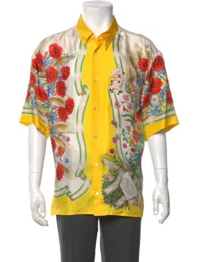 Pre-owned Gucci Printed Short Sleeve Shirt In Yellow