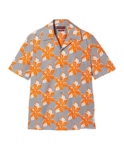 GUCCI GUCCI PRINTED SHORT-SLEEVE POPLIN SHIRT