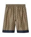 Gucci Gg Printed Silk Twill Shorts In Brown