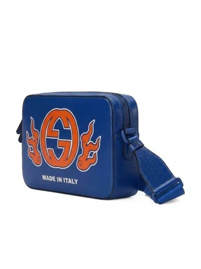 Gucci Printed Shoulder Bag In Blue