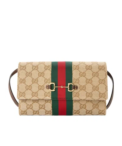 Gucci Printed Shoulder Bag In Brown
