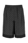 Gucci Black Silk Twill Printed Shorts In Black