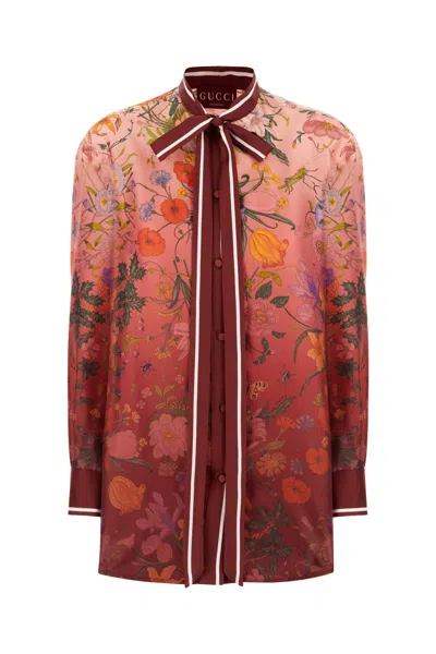Gucci Printed Silk Blouse In Multi