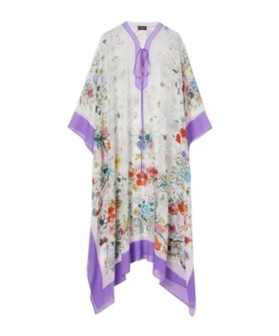 Gucci Printed Silk Cape Dress In Multi