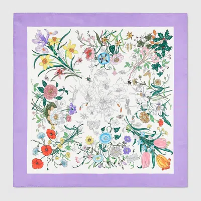 Gucci Printed Silk Carré In Purple