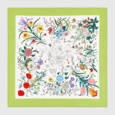 Gucci Printed Silk Carré In Green
