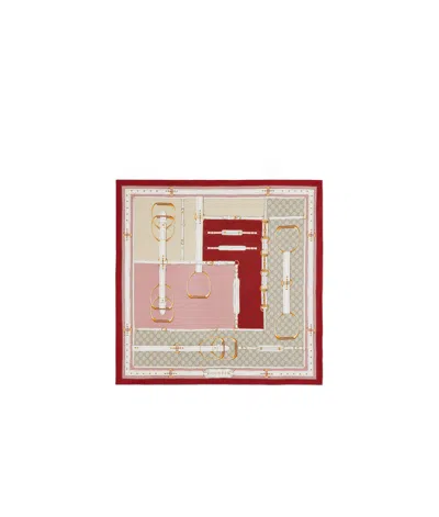 Gucci Printed Silk Carré In Pink