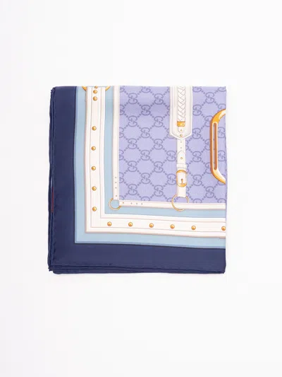 Gucci Printed Silk Carré In Blue