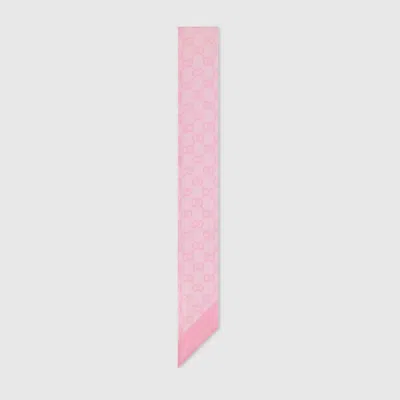 Gucci Printed Silk Chiffon Ribbon In Pink
