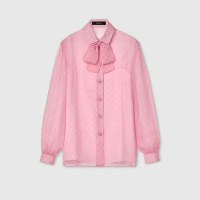 Gucci Printed Silk Chiffon Shirt In Pink