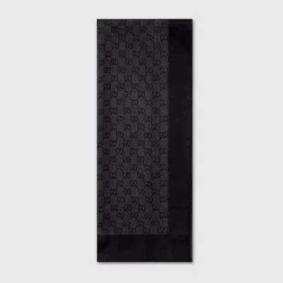 Gucci Printed Silk Chiffon Stole In Black