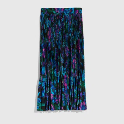 Gucci Printed Silk Crêpe De Chine Midi Skirt In Blue