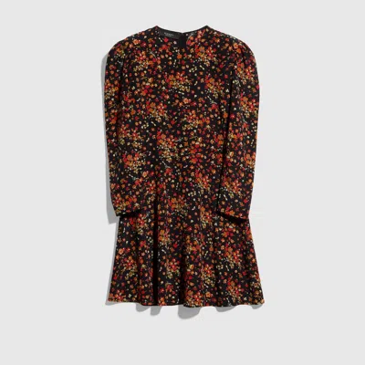 Gucci Printed Silk Dress In Burgundy