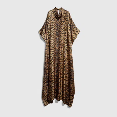 Gucci Leopard-print Silk Maxi Dress In Brown