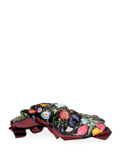 Gucci Printed Silk Foulard In Black