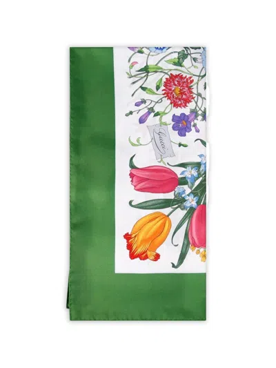 Gucci Printed Silk Foulard In Green