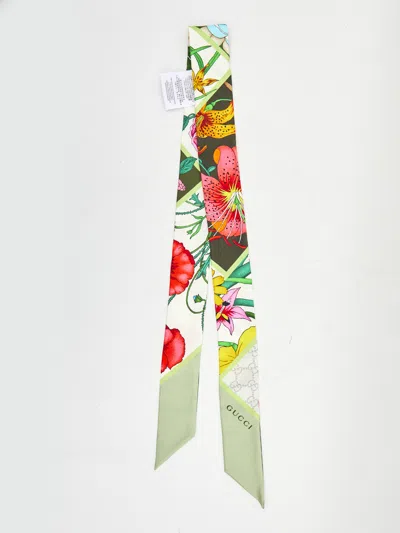 Gucci Women Green Flora Bandana Scarf In Multi