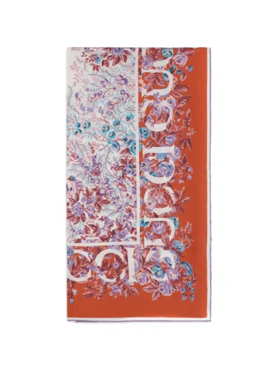 Gucci Printed Silk Foulard In Orange