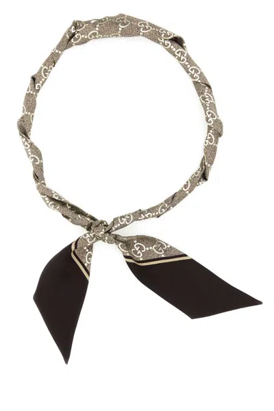Gucci Printed Silk Foulard Style Mini Scarf (120 Cm X 5 Cm)