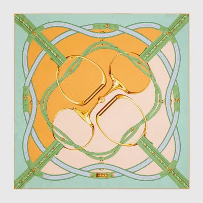 Gucci Printed Silk Jacquard Carré In Green