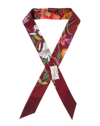 Gucci Printed Silk Neck Bow In Brown