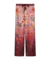 Gucci Floral Print Wide Leg Trousers With Elastic Waistband In Gold