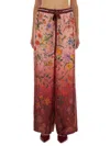 Gucci Women Bordeaux Pants With All-over Floral Print And Elastic Waist In Silk Woman In Multi