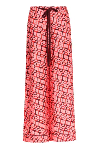 Gucci Printed Silk Pants In Pink