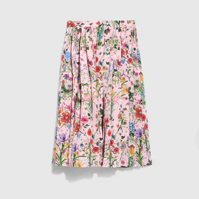 Gucci Printed Silk Pleated Skirt In Multi