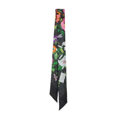 Gucci Printed Silk Ribbon In Black