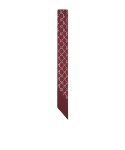 Gucci Printed Silk Ribbon In Burgundy