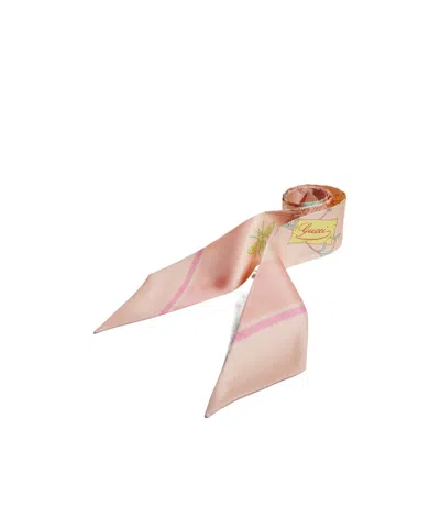 Gucci Printed Silk Ribbon In Pink